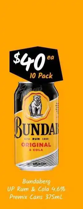 Cellarbrations Bundaberg Up Rum & Cola 4.6% Premix Cans offer