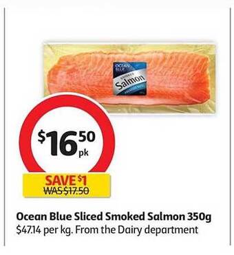 Coles Ocean Blue Sliced Smoked Salmon 350g offer