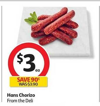 Coles Hans Chorizo offer