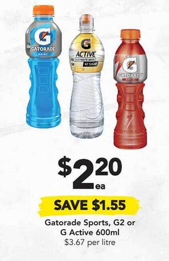 Drakes Gatorade Sports, G2 Or G Active 600ml offer