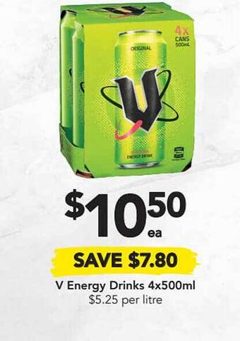 Drakes V Energy Drinks 4x500ml offer