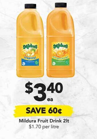 Drakes Mildura Fruit Drink 2lt offer