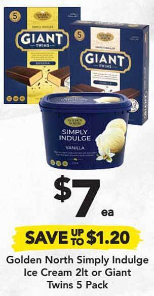 Drakes Golden North Simply Indulge Ice Cream 2Lt Or Giant Twins 5 Pack offer