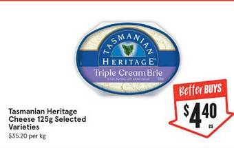 IGA Tasmanian Heritage Cheese 125g offer