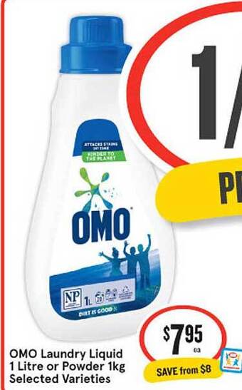 IGA Omo Laundry Liquid 1 Litre Or Powder 1kg offer