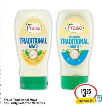 IGA Praise Traditional Mayo 365-410g offer