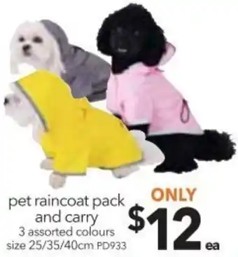 Cheap as Chips Pet Raincoat Pack And caryy 25/35/40 cm offer
