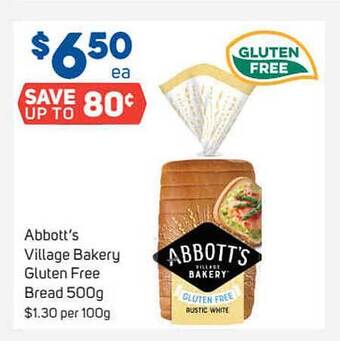 Foodland Abbott's Village Bakery Gluten Free Bread 500g offer
