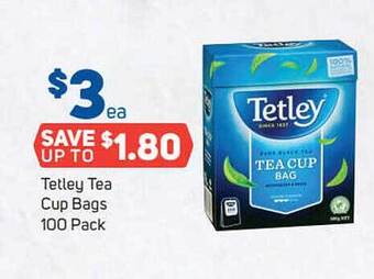 Foodland Tetley Tea Cup Bags 100 Pack offer
