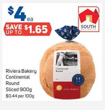 Foodland Riviera Bakery Continental Round Sliced 900g offer