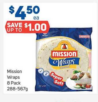 Foodland Mission Wraps 8 Pack 288-567g offer
