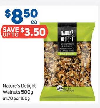 Foodland Nature's Delight Walnuts 500g offer