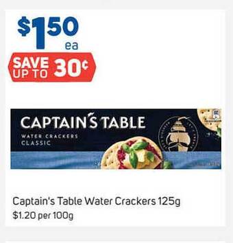 Foodland Captain's Table Water Crackers 125g offer
