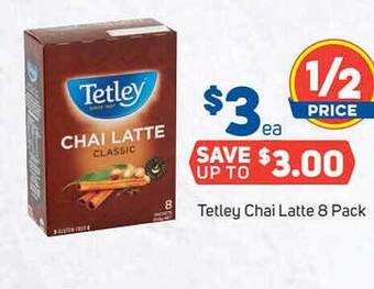 Foodland Tetley Chai Latte 8 Pack offer