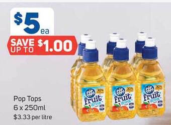 Foodland Pop Tops 6 X 250ml offer