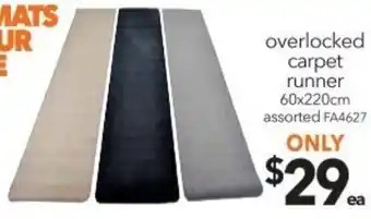Cheap as Chips Overlocked Carpet Runner 60x220 cm offer