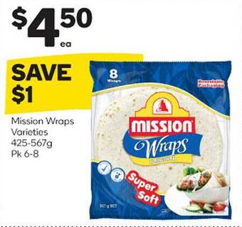 Woolworths Mission Wraps Varieties offer