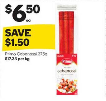Woolworths Primo Cabanossi offer