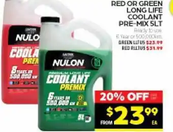 Red Or Green Long Life Coolant Pre-mix 5lt