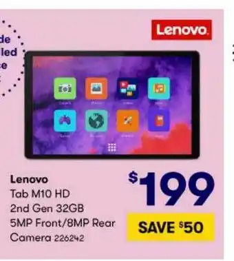 BIG W Lenovo Tab M10 Hd 2nd Gen 32gb 5 Mp Front-8 Mp Rear Camera offer