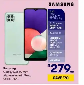 BIG W Samsung Galaxy A22 5g Mint offer