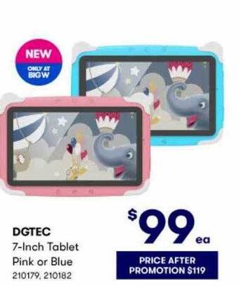 BIG W Dgtec 7-inch Tablet Pink Or Blue offer