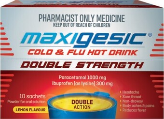 Pharmacy Best Buys Maxigesic Cold & Flu Hot Drink Double Strength 10 Sachets offer