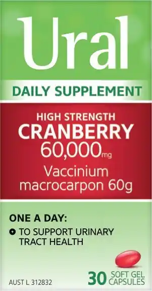 Pharmacy Best Buys Ural Daily Supplement High Strength Cranberry 60,000mg 30 Capsules offer
