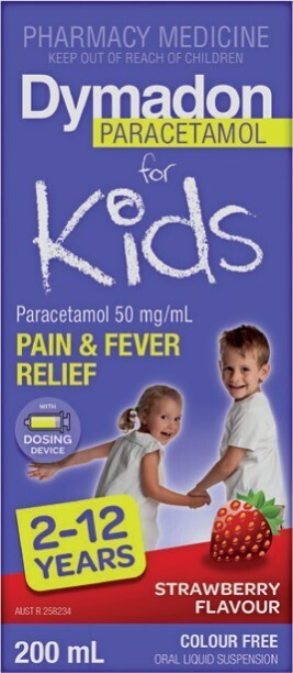 Pharmacy Best Buys Dymadon Paracetamol for Kids 2-12 Years Strawberry Flavour 200mL offer