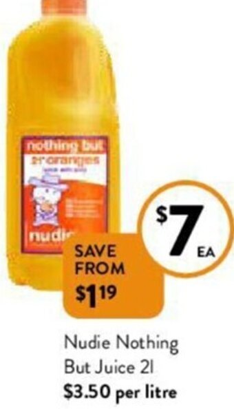 Foodworks Nudie Nothing But Juice 2L offer