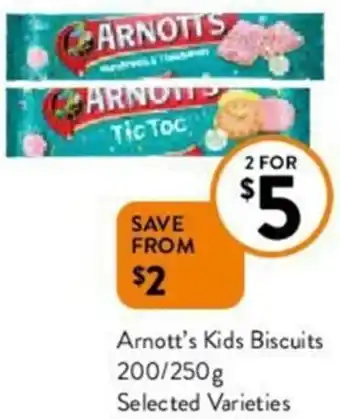 Foodworks Arnott's Kids Biscuitd 200/250 g offer