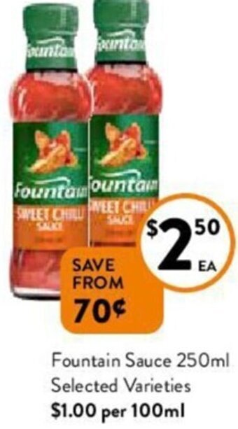 Foodworks Fountain Sauce 250ml offer