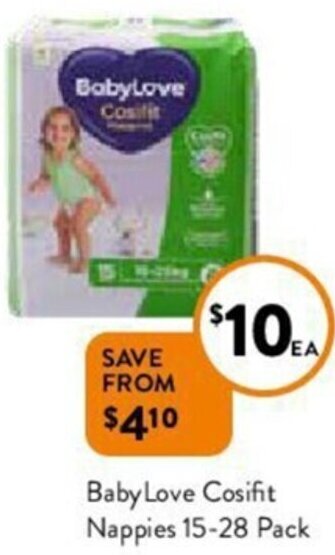 Foodworks BabyLove Cosifit Nappies 15-28 Pack offer