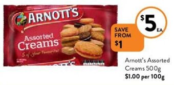 Foodworks Arnott's Assorted Creams 500g offer
