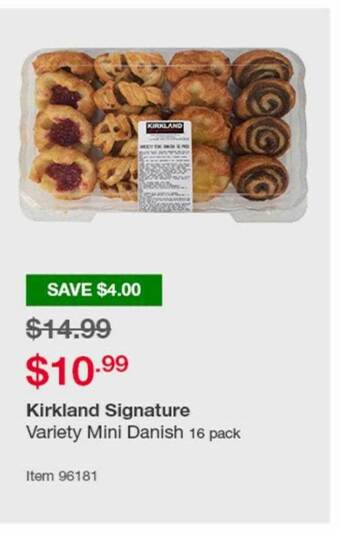 Costco Kirkland Signature Variety Mini Danish 16 Pack offer