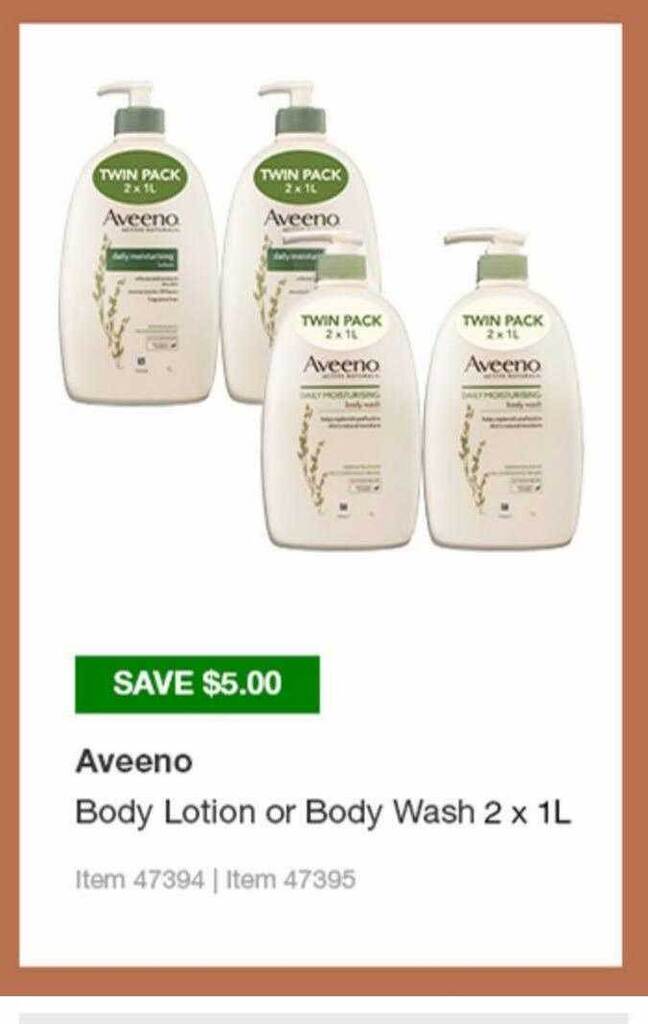 Aveeno Body Lotion Or Body Wash 2x1l offer at Costco