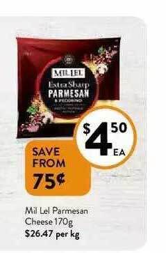 Foodworks Mil Lel Parmesan Cheese offer