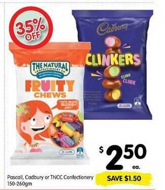 Spar Pascall, Cadbury Or Tncc Confectionery offer