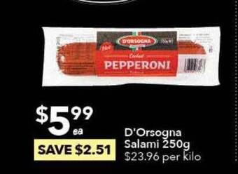 Ritchies D'orsogna Salami 250g offer