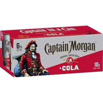 Captain Morgan Original Spiced Gold & Cola 10 Pack 375mL