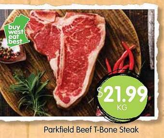 Spudshed Parkfield Beef T-bone Steak offer