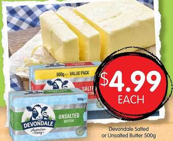 Spudshed Devondale Salted Or Unsalted Butter 500g offer