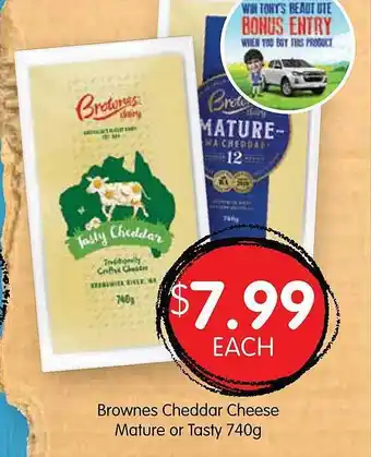 Spudshed Brownes Cheddar Cheese Mature Or Tasty 740g offer