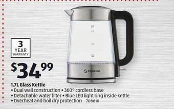 ALDI 1.7l Glass Kettle offer