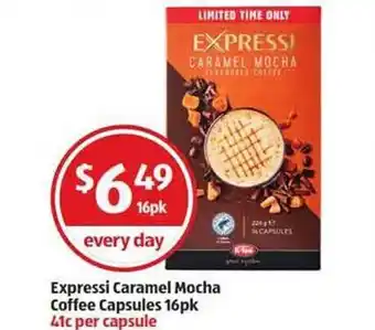 ALDI Expressi Caramel Mocha Coffee Capsules 16pk offer