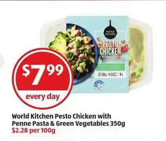 ALDI World Kitchen Pesto Chicken With Penne Pasta & Gren Vegetables offer