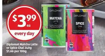 ALDI Diplomat Matcha Latte Or Spice Chai offer