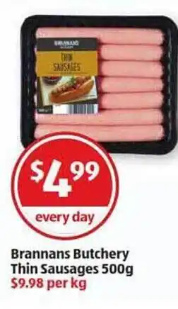 ALDI Brannans Butchery Thin Sausages offer