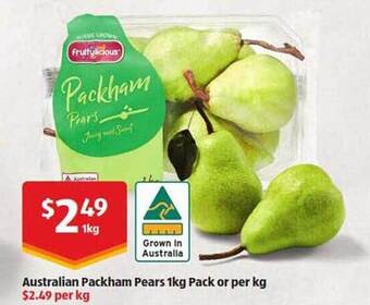 ALDI Australian Packham Pears 1kg Pack Or Per Kg offer