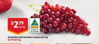 ALDI Australian Red Seedless Grapes Per Kg offer